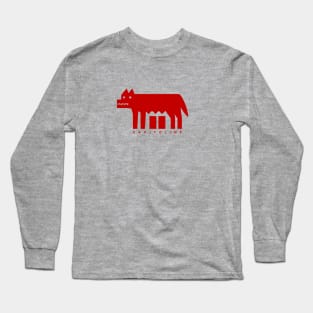 Minimalist design of Capitoline Wolf. Art in red ink Long Sleeve T-Shirt